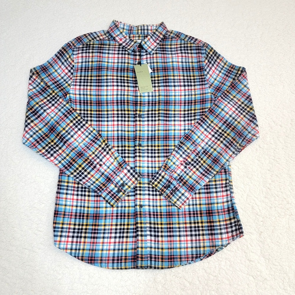 Goodfellow & Co Flannel Shirt Mens Large Plaid Cotton Long Sleeve Button Up New